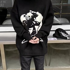 欧美小众高级感毛衣男宽松氛围感圆领套头针织衫情侣上衣-MM521，男装针织衫/毛衣，星座813-2