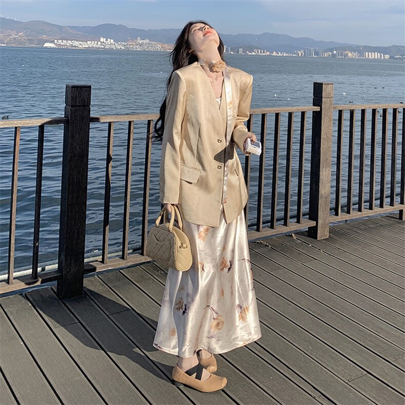 【现货】2026春装绸缎裙晕染西装1905-单裙P125K188套装P265K388,女装套装/套裙,2C332