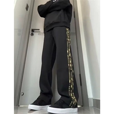 美式高街复古重磅卫裤直筒运动休闲裤白花灰迷彩条纹裤子男秋冬季，男装休闲裤，星座1210-1