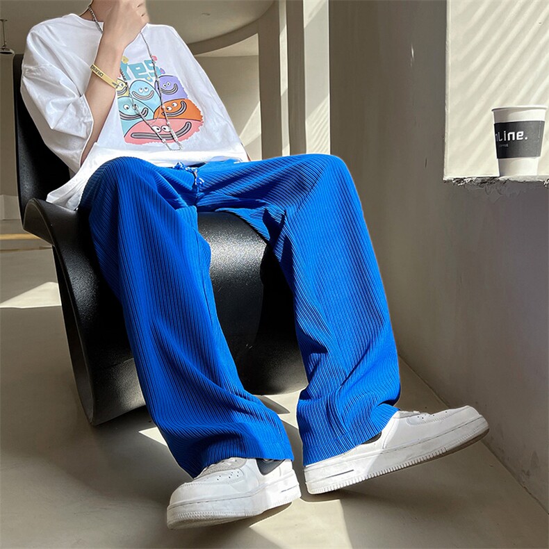 2023夏装新款冰丝拖地长裤大码情侣款条纹裤子B221-LK22023-P50,男装休闲裤,电商B221