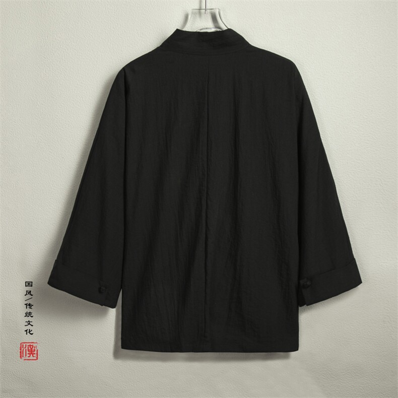 春夏新款风男装改良汉服新中式九分袖外套X06P80,男装民族服装,钱塘802