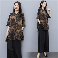 套装/套裙2021年夏季时尚气质百搭优雅印花简约两件套，商品下架区，华秀衣