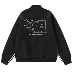 美式复古火焰字母刺绣飞行服夹克男女宽松上衣外套春秋JK012P70，男装夹克，星座1013-5