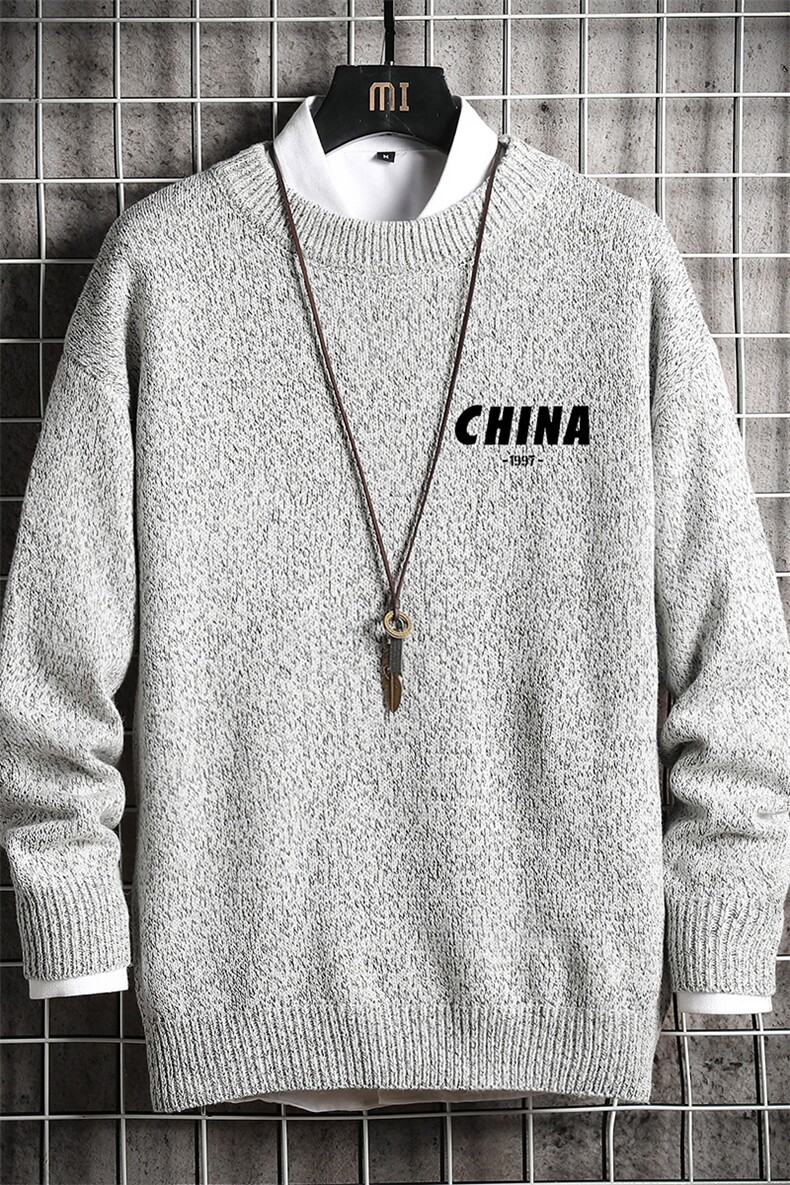 加厚加绒毛衣男大码毛线衣男针织衫M19248-P45加绒款-P65网格,男装针织衫/毛衣,电商A040A
