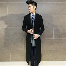 火男神款春夏装潮男长款毛呢风衣修身呢外套F03，男装风衣，星座1904A