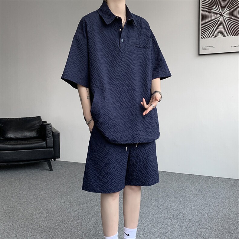 8XL-M日系工装短袖衬衫男夏季POLO衫t恤休闲运动套装TZ38004特P55,男装Polo衫,电商B312
