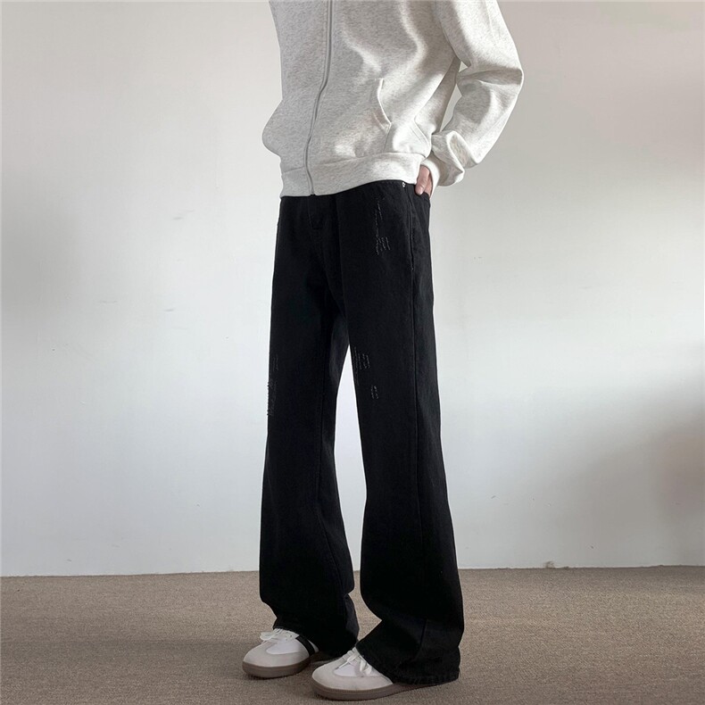 xz905-2-Z029##P65-（控98）吊磨猫须水洗微喇牛仔裤,男装牛仔裤,星座905-2
