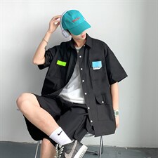 夏季短袖衬衫潮流帅气休闲四面弹衬衫CT14P35,男装衬衫,星座1116-2