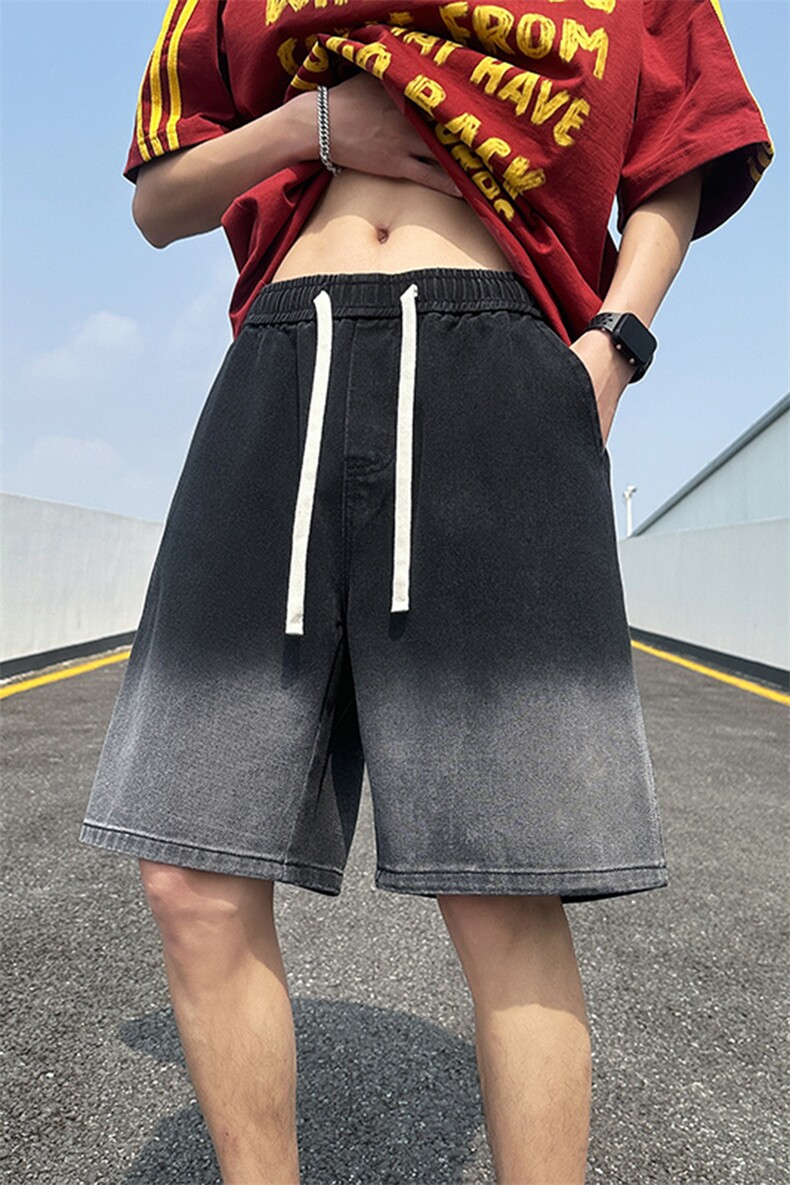 潮流短裤男牛仔裤小众设计感夏季宽松直筒休闲百搭裤D12#-P38,男装牛仔裤,电商A178