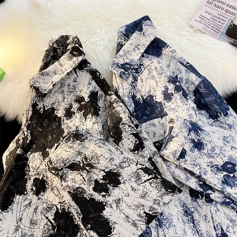 日系复古做旧拼色雪花牛仔夹克男情侣bf宽松休闲帅气外套J2194P65,男装夹克,星座1116-2