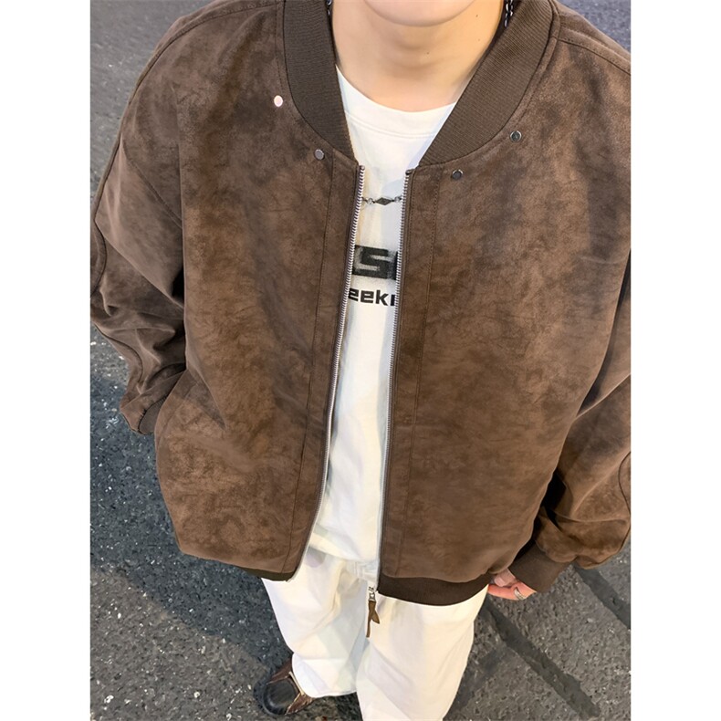 2025秋季新款现货皮衣男棒球领夹克外套DSA157B-J2569-P86图片