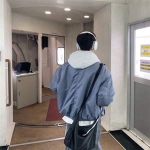816B-WT023-P125机能风飞行员夹克夹棉韩版加厚外套韩男上衣,骑车外套怎么搭配图片
