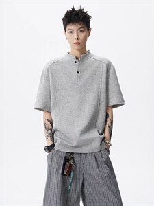 网图-高街痞帅夏季POLO衫正肩拼接男装短袖T恤大码上衣S430-特28图片