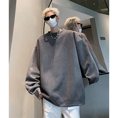 抖音得物供货提供视频秋冬重磅美式麂皮绒圆领卫衣JY559，男装卫衣，电商A486
