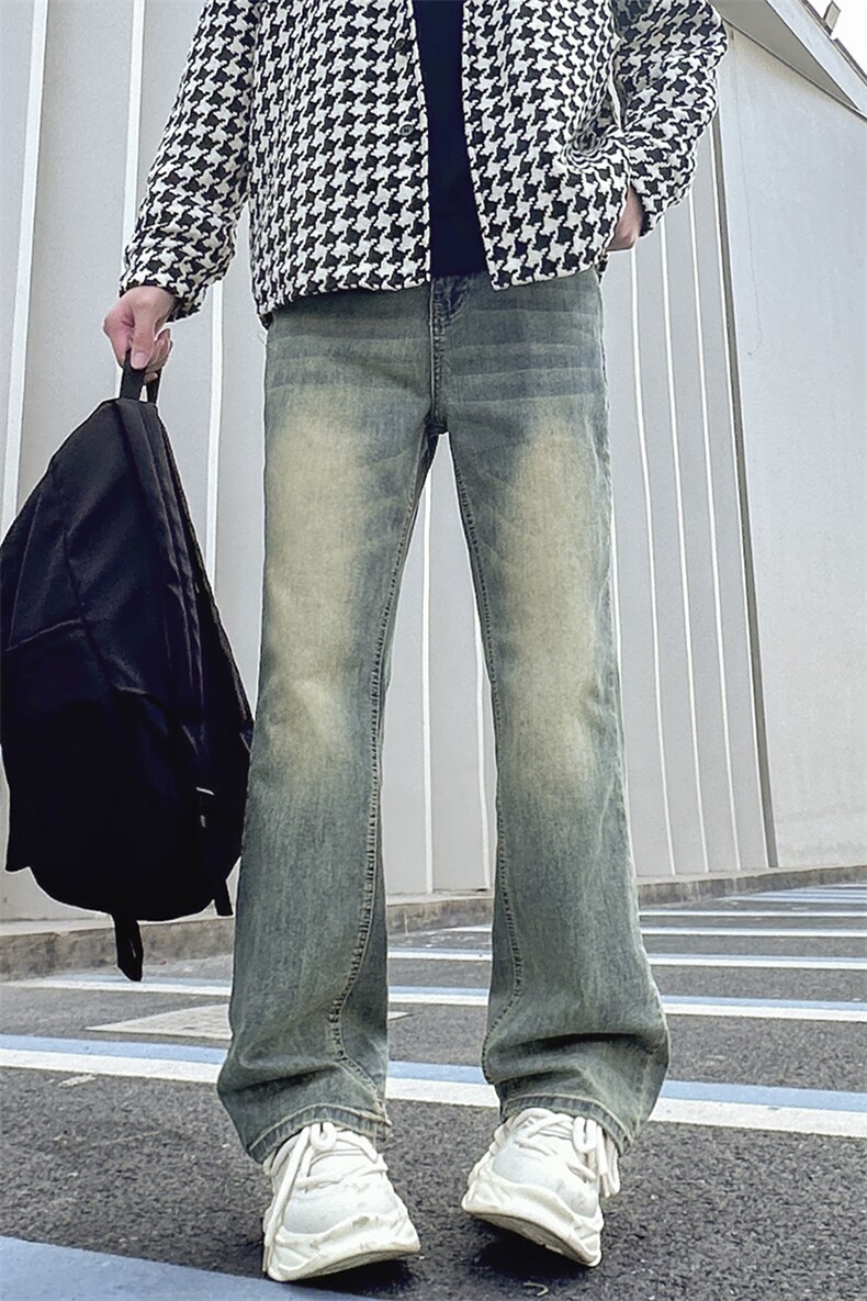 春季男款长裤美式复古微喇叭牛仔裤高街休闲裤1412-2/992/P60,男装牛仔裤,星座1412-2