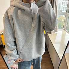 抖音得物高品质二开25秋冬美式重磅宽松纯色连帽拉链高领卫衣W65，男装卫衣，电商A486-1