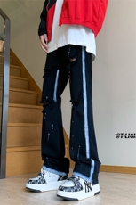 美式高街夏季破洞涂鸦黑白牛仔裤货号K739P65，男装牛仔裤，电商A063