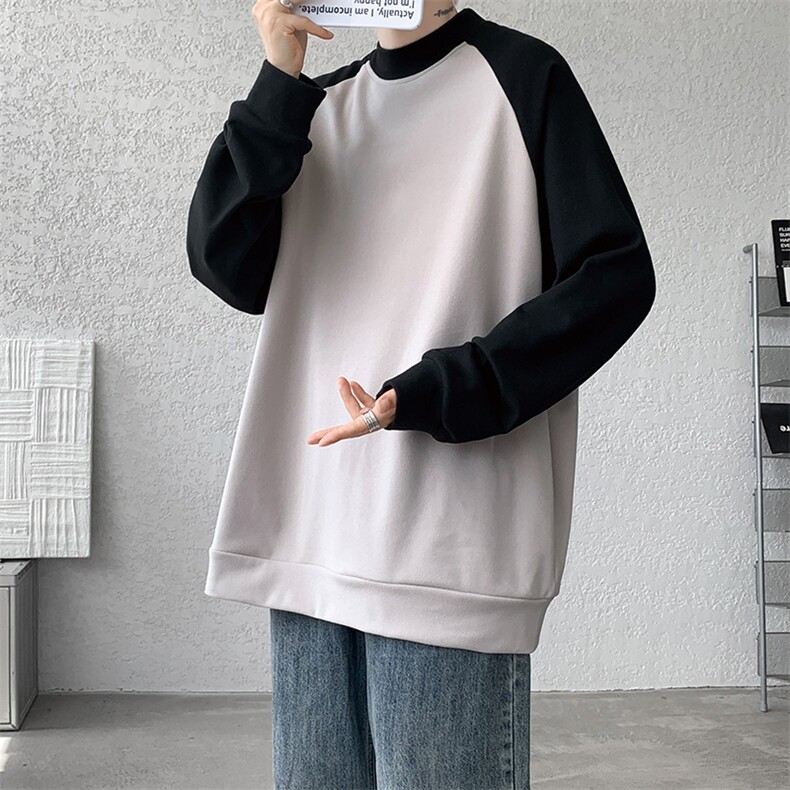 8XL-M280g重磅插肩半高领长袖t恤男打底德绒卫衣DR001特P27加绒37,男装T恤,电商B312