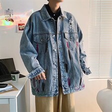 潮流牛仔夹克潮男春季方领夹克J2131P65,男装夹克,星座1116-2