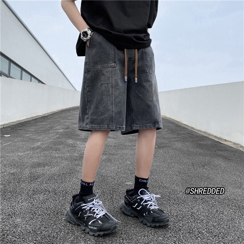 2023夏季新款水洗泥巴黄牛仔短裤宽松五分裤B315-K23215-P45控58,男装牛仔裤,电商B315