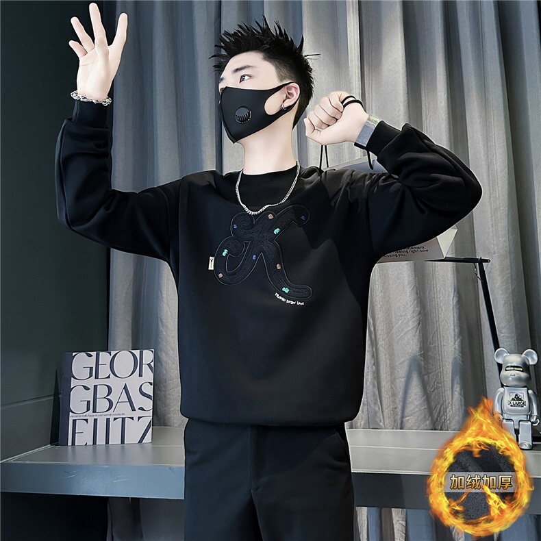 加绒卫衣男社会小伙重工刺绣301C-WY17C常规P68控98加绒P78控108,男装卫衣,星座301C（原B323）