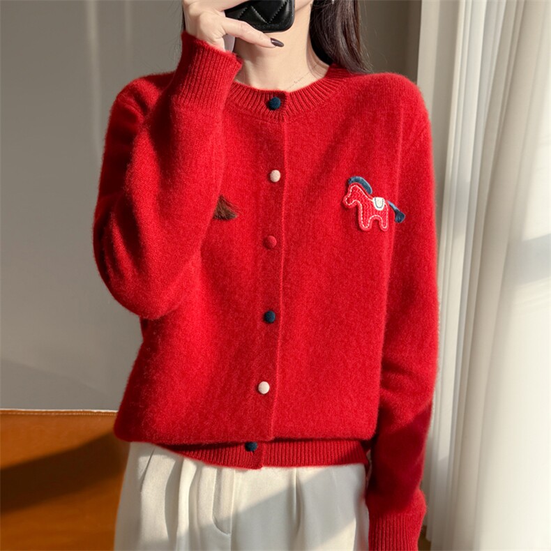 女装2026秋冬新款慵懒风毛衣针织开衫,针织衫/毛衣,大美人包芯纱店