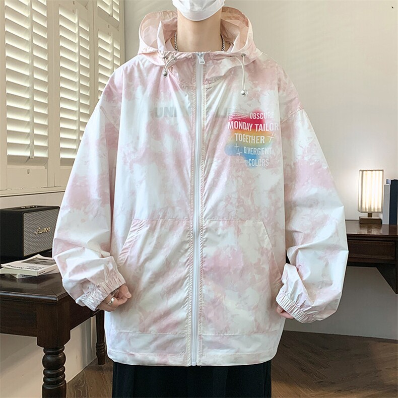 UPF50+夏季新款2025港风宽松外套青年男士大码潮牌超薄连帽防晒衣，男装防晒衣，星座1816-2（原1210–2）