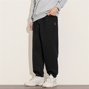 2021秋季新白墙日系大码男纽扣束脚拼接九分裤休闲裤K2070-P40图片