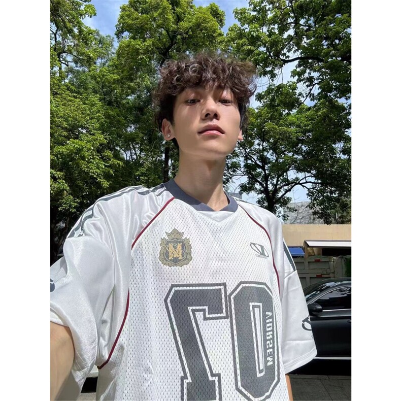网图有货 美式复古球衣风t恤速干网眼透气宽松v领短袖男 A683-P33图片