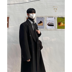 现货~美式cleanfit男士中长款过膝毛呢大衣外套Y985-P115 加棉125图片