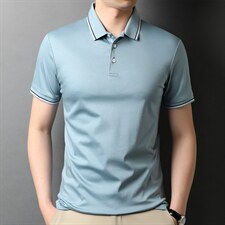 夏季男士短袖T恤时尚潮流翻领半袖商务纯色上衣服体恤男装，男装T恤，电商B212（原钱塘6029）