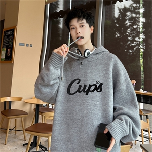 特P5控98 高品秋冬季连帽毛衣男复古慵懒风针织衫毛衣外套MYL3336图片