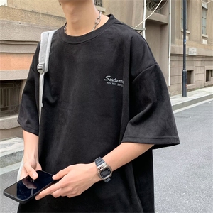 美式重磅短袖t恤男女夏季潮牌复古印花宽松情侣半袖体恤HT16-P28图片