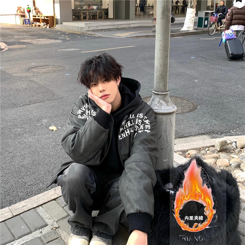 美式高街立领夹克外套男女秋冬季节字母印花棉服棒球服J506,男装夹克,星座1116A（原606A-3）
