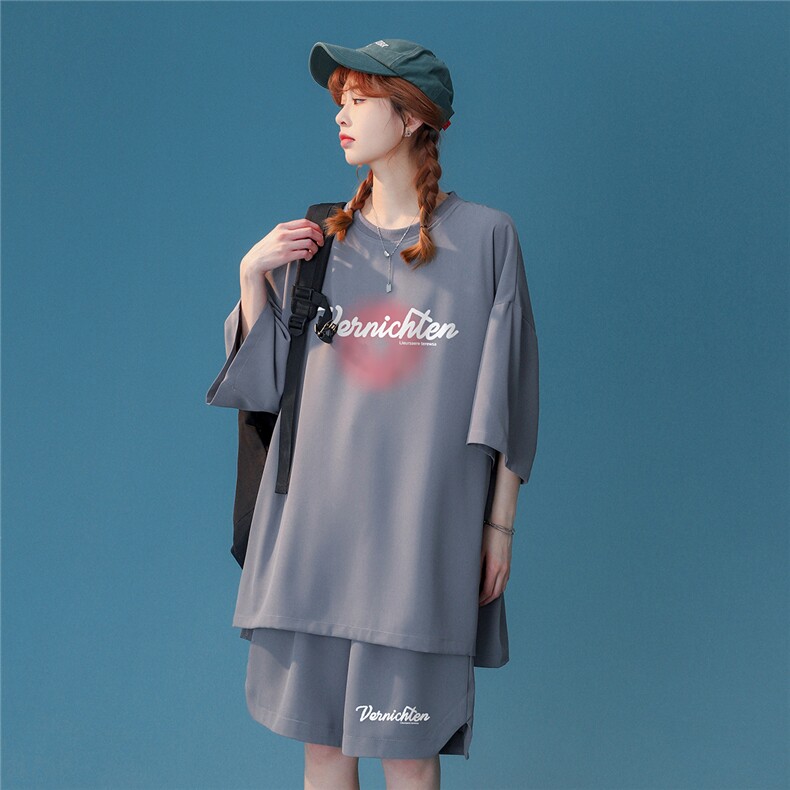 中性风2023新款冰丝字母印花休闲运动套装TZ902P65控88,男装休闲套装,A247A