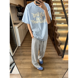 YK86043-P28控59.9聚酯纤维春夏垂坠感痞帅直筒休闲裤子男