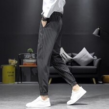 新款男士休闲裤修身男青年时尚潮牌流行纽扣腰帅气长裤Y682-P35，男装休闲裤，电商A128