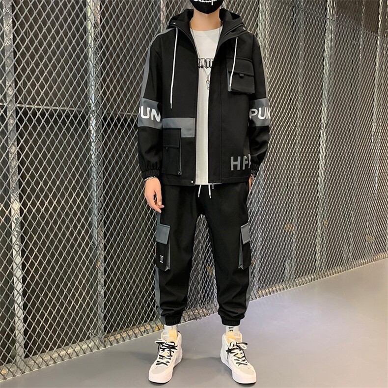 现货秋季男士套装休闲运动服帅气搭配一套工装夹克外套 D05图片