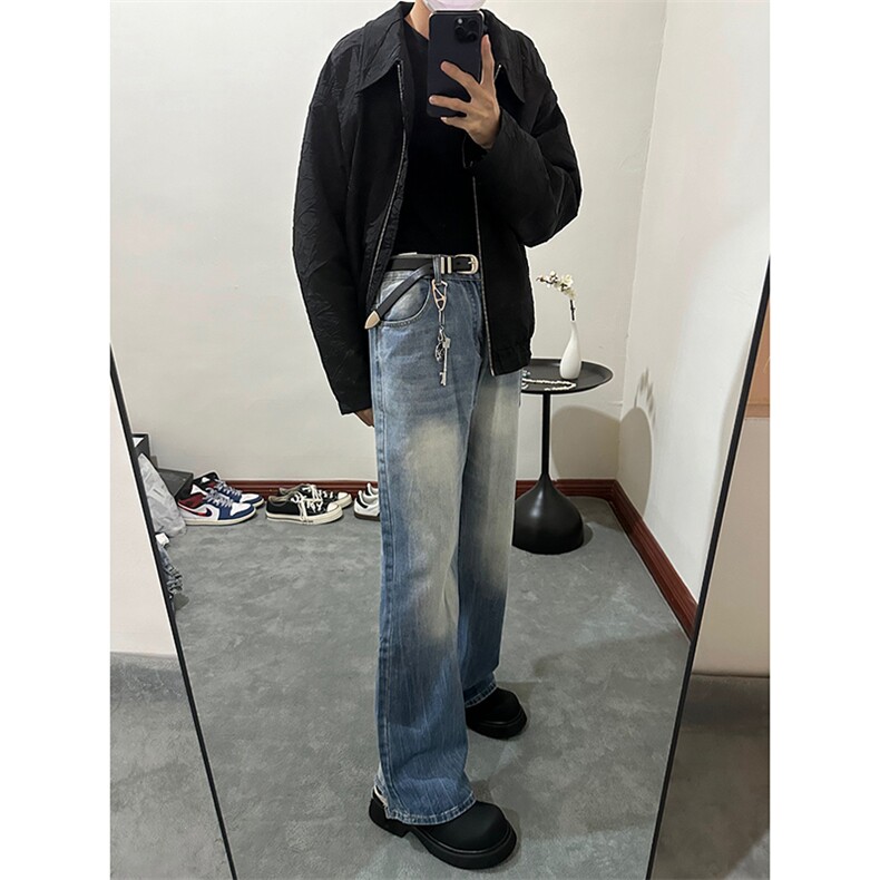 B221美式ins高街暗黑小众个性宽松直筒牛仔裤LK23140-P65控88,男装牛仔裤,电商B221