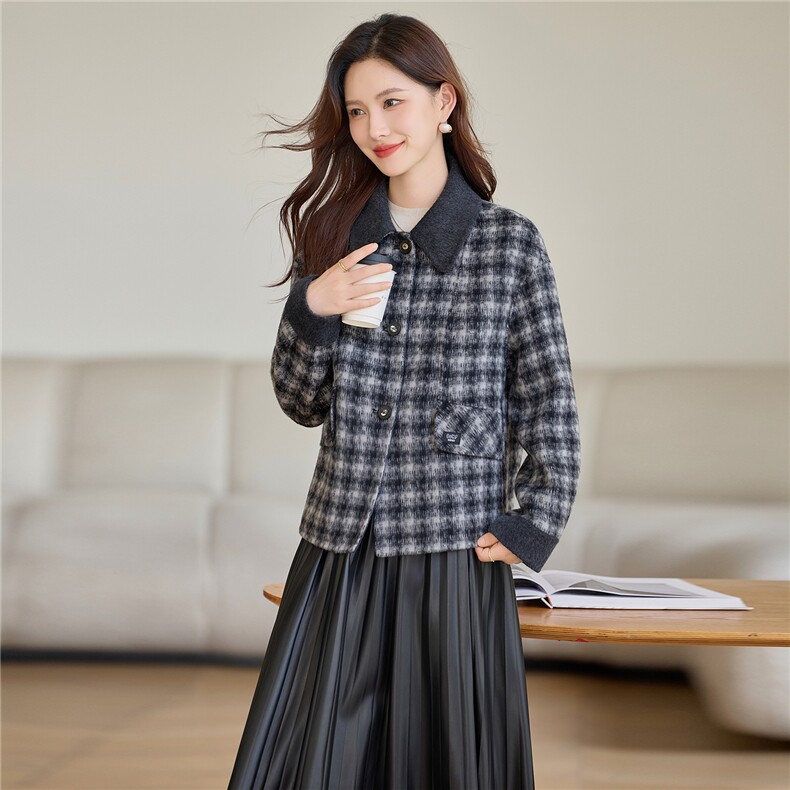 现货双面呢羊绒大衣，女装羊绒大衣，韩派