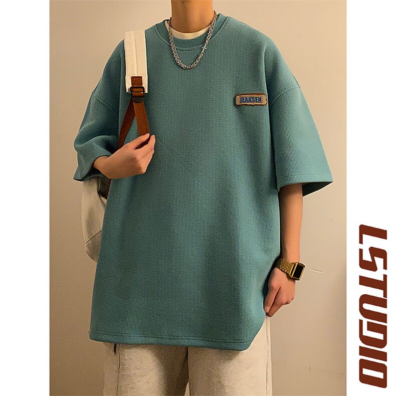 绣标华夫格短袖T恤夏季青少年潮流百搭宽松大码-JK23224-P25控38,男装T恤,星座605(原A050)