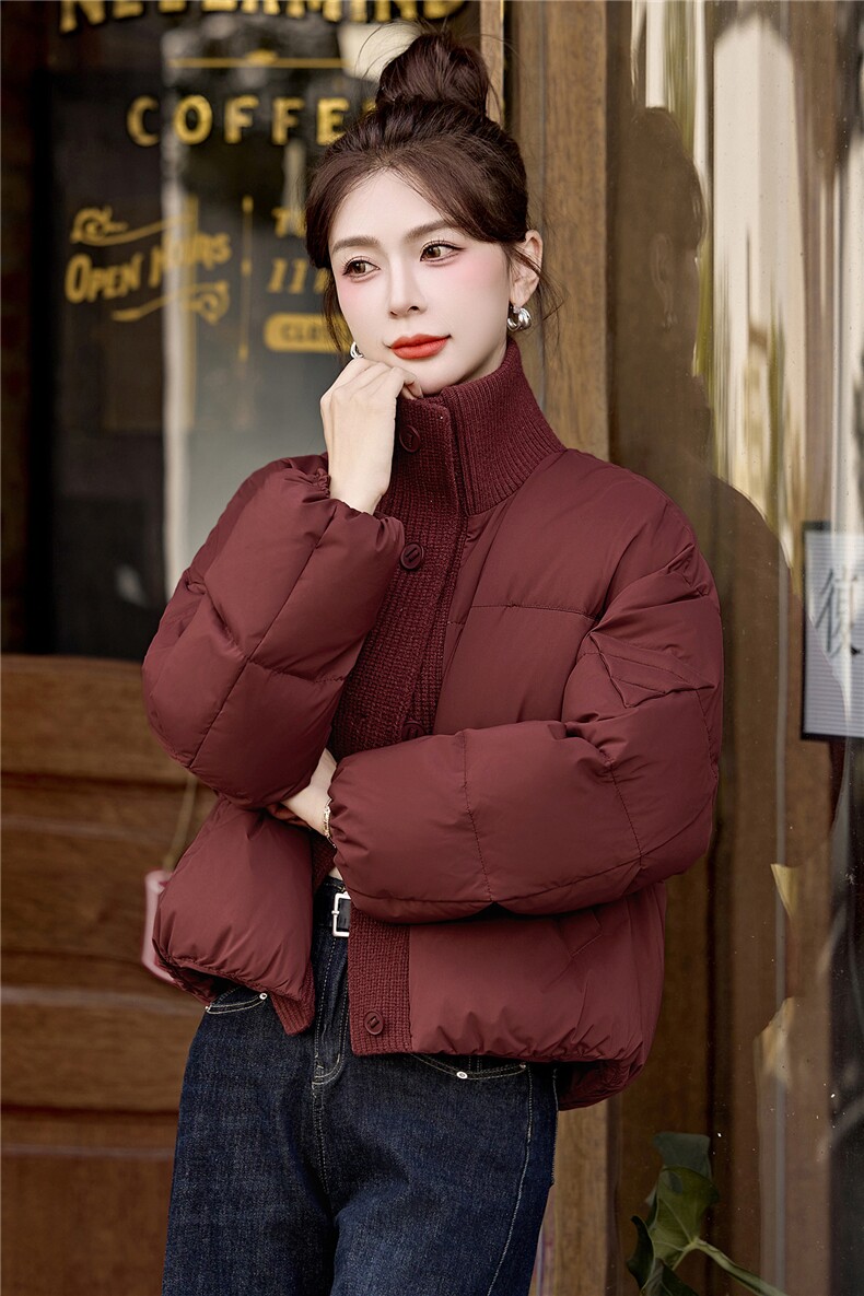 【主推bao款现货】2025新款冬装休闲短款针织立领羽绒服90白鸭绒,女装羽绒服,众宇琦