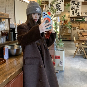 【现货】美拉德高端秘鲁长毛感羊毛双面混纺大衣 P285 K428图片