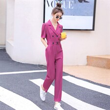 【断码/特价/清仓】卓奈希2268连体裤女2025夏季新款双排扣连衣裤，女装连体裤，木橙西子