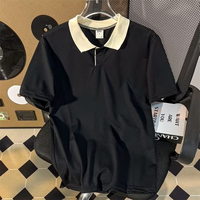 S76-P28短袖潮夏季新款ins纯色标准POLO衫男2023潮流简约,男装Polo衫,电商B323A