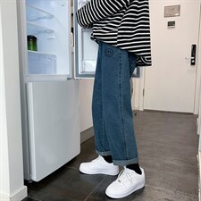 NK44224-P38直筒牛仔裤男士大码宽松九分裤男休闲长裤子男，男装休闲裤，电商A040