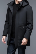 2024新款冬季中年男士中长款羽绒服连帽时尚休闲加厚保暖爸爸外套，男装羽绒服，电商B212（原钱塘6029）