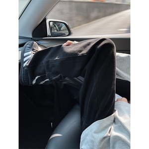 现货 N116-P55 秋冬新款高街男女同款修身黑色牛仔裤直筒拖地裤图片