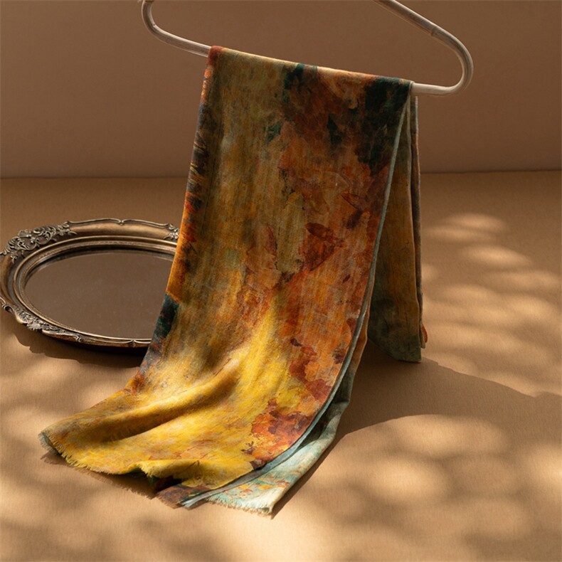 2025夏秋新款羊绒围巾女100%山羊绒保暖印花针织围脖厚空调房披肩，商品下架区商品下架区，江帆羊绒