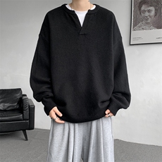 8XL-M高品质V领毛衣大码针织时尚外套慵懒风纯色打底衫MY1508/P68，男装针织衫/毛衣，电商B238